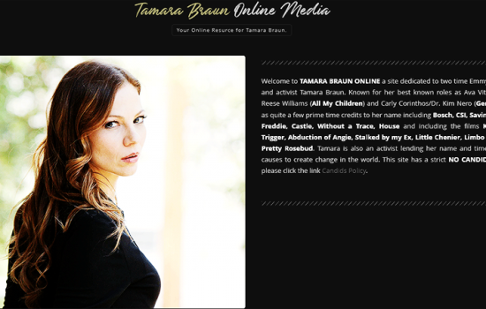 Tamara Braun Online Media, Filmography, & Press Archive Down